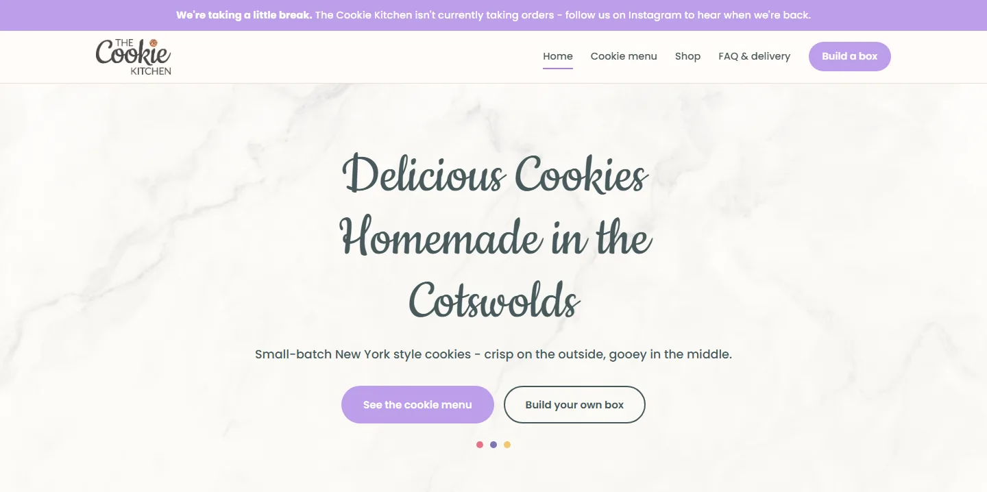 The Cookie Kitchen ecommerce website